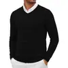 Suéter de punto otoño e invierno para hombre de comercio exterior transfronterizo, estilo coreano ajustado, jersey de cuello en V fino, transpirable, de manga larga para hombre