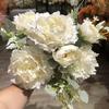 Comércio exterior casamento flor artificial atacado 12 garfo francês grande peônia outono peônia estrada estrada chumbo decoração macia casa flor falsa