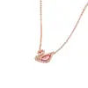 Colar de Cisne em Bronze Fundido para Mulheres, Colar que Não Desbota, Corrente Simples para Clavícula de Menina, Presente de Dia dos Namorados, Atacado Transfronteiriço