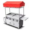 Máquina todo en uno para crepas a gas de mano, carrito comercial para snacks, teppanyaki, puesto con plancha, máquina caliente picante frita.