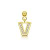 Andywen Plata S925 Accesorios de Letras Microincrustados Colgante de Letra Inglesa Simple y Versátil Pendientes Colgantes de 26 Letras