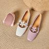 Sapatos Super Macios de Couro de Vaca Flor de Fada, Estilo Rolo de Ovo, Primavera 2025, Flats Mary Jane de Bico Quadrado em Couro Genuíno, Sapatos de Solado Macio Femininos