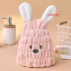 Touca de Secagem de Cabelo Infantil em Fleece Coral Fofa Bordada de Coelho Orelha Touca de Secagem de Cabelo Absorvente de Água Limpa Cabeça Infantil Touca para Chá de Bebê
