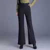 Calça pantalona elegante de lã simples para mulheres, novo estilo outono e inverno 2026, caimento justo, cintura alta, com caimento fluido, calça casual versátil