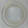 Juego de platos llanos blancos estampados en oro Plato desechable Patrón de dragón Borde dorado negro Plato en relieve Plástico duro PS Vajilla de exportación