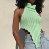 2026 Transfronterizo Primavera y Verano Nuevo Amazon Suéter Chaleco de Punto Sexy sin Espalda Irregular de Cuello Alto para Mujer