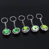 Chaveiro de Trevo de Quatro Folhas Fluorescente, Chaveiro de Bola de Cristal Brilhante da Sorte, Chaveiro Grande de Cristal de Trevo de Quatro Folhas Giratório