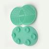 Almohadilla de Limpieza Redonda Doble Herramienta de Belleza de Silicona Artefacto de Limpieza de Brochas de Maquillaje Bandeja de Limpieza Portátil Almohadilla de Limpieza de Silicona