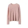 Suéter jacquard de malha fina 100% cashmere para mulheres, gola redonda, estilo fino, fio brilhante, caimento justo, tricô macio e aconchegante, moderno