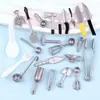 Pala Vajilla Cuchillo de Paisaje Tenedor Cubiertos Cuchara Mini Accesorios de Resina Artificial Decoración de Casa de Muñecas en Miniatura DIY