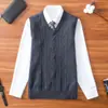 Colete de Tricô Gola V Liso para Homens, Novo Colete da Moda Outono e Inverno para Jovens e Meia-Idade, Tricô Casual de Negócios