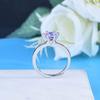 Anel clássico de seis garras de 1 quilate para transmissão ao vivo, com diamante rosa sintético e zircônia cúbica sintética para mulheres