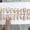 Manicure Gatinho Banhada a Ouro Rosa Unhas Usáveis Estilo Curto Clareamento Adesivos de Unha 30 Peças em um Pacote Unhas Postiças Personalização Feita à Mão