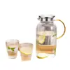 Jarra de Água de Vidro para Uso Doméstico, Bule Resistente a Altas Temperaturas, Conjunto de Jarra de Grande Capacidade para Suco e Água Fria