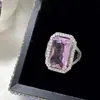 Anillo original Versa clásico proportion fair lady girl de anillo diamante rosa 10*16 cuadrado ajustable