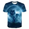 Camiseta Digital 3D con Estampado de Mascota para Hombre 2026 Casual Ajuste Delgado Cuello Camisero Pulóver