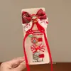 Nuevo Accesorio para el Cabello de Niña de Dibujos Animados para Bebé, Pinza para el Cabello con Lazo y Borla de Año Nuevo, Saludo de Año Nuevo, Accesorio Rojo Brillante para el Cabello