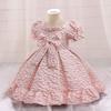 Novo estilo de corte vestido das meninas arco infantil puff manga vestido de princesa europeu e americano bebê year-old traje