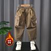 Pantalones Cargo para Niños Otoño e Invierno 2025 Nuevos Elegantes Engrosados Pantalones Rectos para Niños Ropa de Invierno de Polar para Bebé