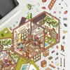 Colección de Cientos de Pegatinas de Paisajes de Dibujos Animados Escenas de Casas Miniatura 3D Pegatinas Divertidas para Journaling Antiestrés DIY de Xiaohongshu