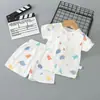 Ropa con aire acondicionado para niños, Trajes de manga corta de verano, Pijamas finos de algodón puro, Pantalones cortos para niñas y niños, Ropa de verano para bebé, Bebé
