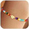 Pulsera de Letras de Cuentas de Arroz Coloridas Simples Transfronteriza para Mujer Linda Pulsera de Acero Inoxidable Hecha a Mano con Cuentas en Forma de Corazón