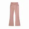 Estilo Puramente Sexy, Ceñidor de Cintura, Adelgazante, que se ajusta a la Cadera, Pantalones Ligeramente Acampanados, Pantalones Largos Casuales de Estilo Perezoso para Yoga y Fitness de Cintura Alta con Cordón