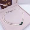 Conjunto de colar de pérolas de água doce para mulheres, elegante, calcedônia, madrepérola, presente de Dia das Mães, vendas diretas da fábrica