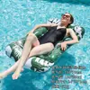 Alberca inflable gruesa de PVC para protección ambiental individual transfronteriza, cama flotante para agua de piscina al aire libre, patrón de hojas, orificio de amor, fila flotante inflable
