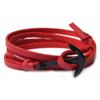 Pulsera Unisex de Ancla Negra y Plateada, Pulsera de Cuero con Ancla y Anzuelo Estilo Vintage Europeo y Americano, Apilable Hecha a Mano