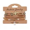 Pulsera Bohemio Multicapa de Cuentas Pulsera con Patrón de ECG de Personalidad Longitud Ajustable Conjunto de Pulseras para Mujer