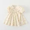 Roupas de Verão para Meninas 2026 Novo Estilo Doce Pequena Dama Vestido de Jardim para Bebês Meninas Roupa de Lua Cheia de Um Ano 1