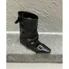 French retro square-toe ankle boots with inner heightening, women's autumn and winter casual slim boots with belt buckle, Martin boots