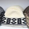 Coreia do Sul Ins Vintage Diamante Padrão Jacquard Lã Chapéu Outono e Inverno Quente Cúpula De Malha Chapéu Nicho Chapéu Frio para Mulheres
