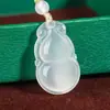 Calcedonia Natural Ágata Blanca Colgante de Hielo de Alta Calidad Nuevo Estilo Chino Hebilla de Paz Collar Calcedonia Colgante de Zorro Calabaza