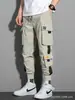 Pantalones cruzados nuevos para hombre, estilo coreano, modernos, corte holgado, estilo ins para estudiantes, pantalones cargo chic casual cortos, marca de moda, con puños en los tobillos
