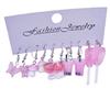 Aretes Europeos y Americanos Transfronterizos de Dibujos Animados Moda Resina Simulación Comida Té con Leche Hongo Caramelo Aretes Aretes Set Rosa
