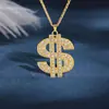 Joyería Dorada de Dólar de Lujo Transfronteriza Europea y Americana Tendencia Hip-Hop Collar Grande de Dólar con Pedrería Broche Versátil Diario