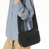 Nova Bolsa Transversal de Lona Lavada Estilo Japonês Unissex Fashionável Alça Larga de Ombro Bolsa de Ombro Único Estudante Casual Pequena Bolsa Quadrada