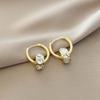 Lujo Ligero Sentido de Gama Alta Arete Pequeño Dos Aretes Pendientes Estilo Hong Kong Retro Elegante Versátil N0799