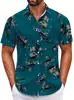 Camisa hawaiana de manga corta transfronteriza con cuello camisero, estilo casual europeo y americano, estampado de verano para hombre