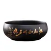 Cerámica Negra Lavado de Té Cerámica Gruesa Grande y Pequeño Lavado de Agua Tazas de Té Lavado de Pinceles Cenicero para Lavar Maceta Accesorios para Juego de Té Kung Fu