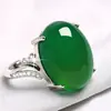Anillo de Calcedonia de Segunda Generación para Mujer Plateado Incrustado Calcedonia Amarilla Imitación Anillo de Ágata Imitación Dedo Índice Vivo de Mujer Anillo Elegante para Mujer