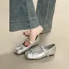 Elegantes sapatos de salto baixo estilo francês com bico quadrado e laço, sapatilhas versáteis com salto oculto, sapatos Mary Jane para mulheres, perfeitos com vestidos