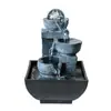Pequeña Pared de Cortina de Agua de Escritorio para Sala de Estar, Rocalla que Atrae la Fortuna, Fuente de Agua Corriente, Adorno Circulante, Regalo con Rueda de Bola para Mueble de TV