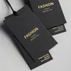 Etiquetas colgantes para tienda de ropa Cartulina negra Etiquetas para ropa de hombre y mujer Tarjetas de etiquetas de ropa Diseño gratuito Tarjetas colgantes Personalizado