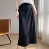 Primavera y Verano 2025 Nueva Falda Elegante Suave Cerosa Cómoda para Mujer Color Sólido Cintura Alta Diseño Holgado Sentido de la Moda Falda Midi