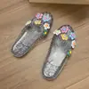 2026 Chinelos de Cristal Sandálias Femininas Planas Transparentes Meio Chinelos Gelatina Melhor Amiga Sapatos de Cristal Celebridade da Internet Chinelos de Cristal