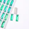 Cristal de Vidrio K9 Rectangular con Pedrería Cosida a Mano de Fondo Plano y Doble Agujero, Accesorios Hechos a Mano de Alta Calidad para Vestidos de Novia DIY