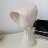 Corea del Sur Ins Nicho Pasamontañas Rayado Sombrero de Pescador para Mostrar la Cara Pequeño Versátil Cubre Rostro Sombrero de Cubo Protector Solar